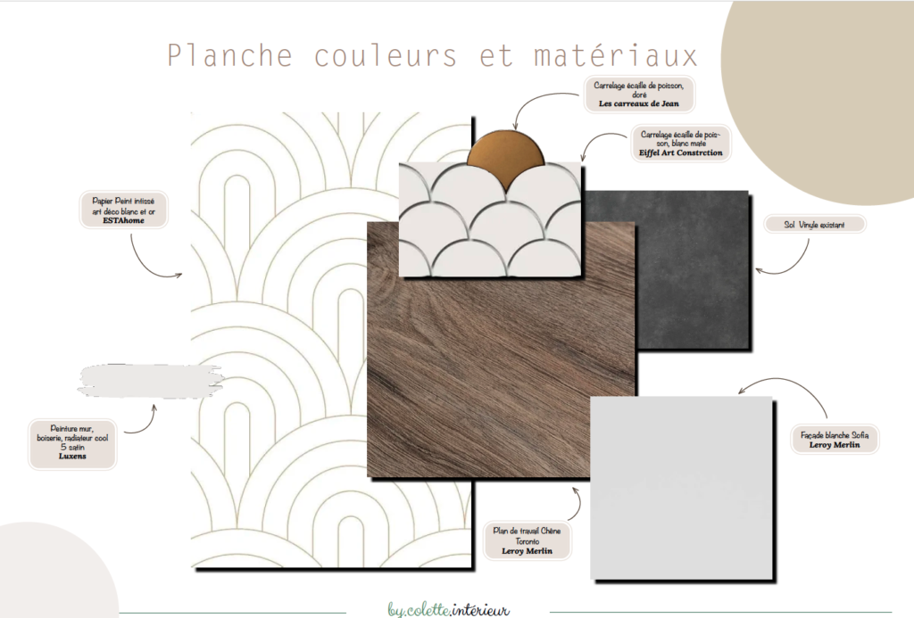 Planche couleur et matériaux.