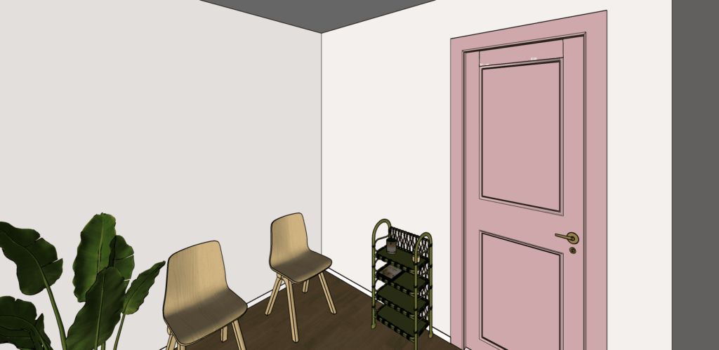 Vue Sketchup de la salle d'attente.